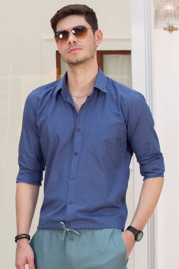 Alaska Blue Turkish Linen shirt